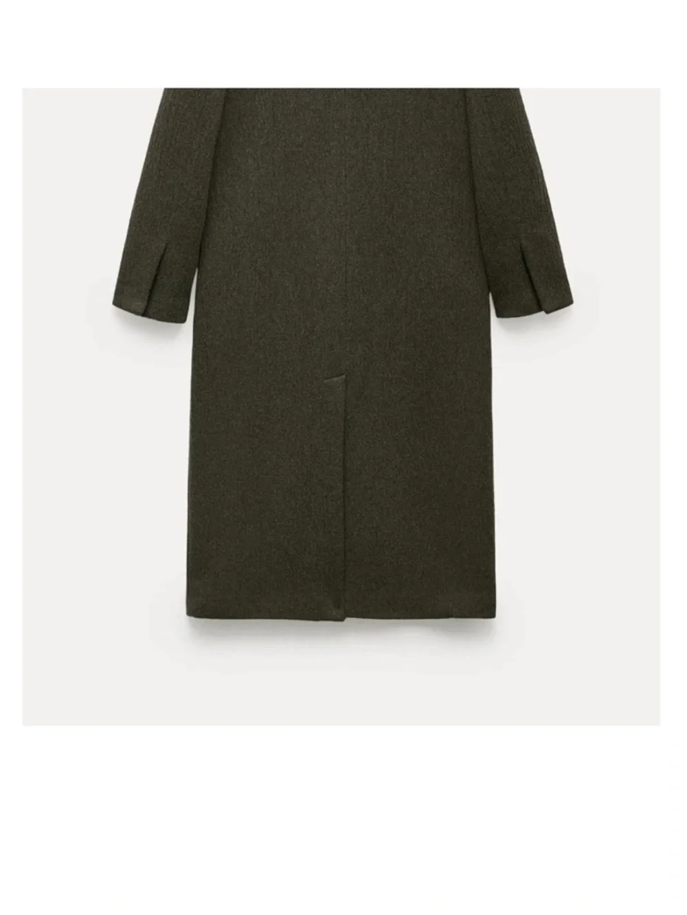 Zara Manteco Wool Blend Longline Coat Olive Green Minimalist XS - Picture 3 of 14